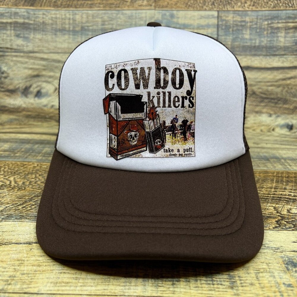 Cowboy Killers Cigarettes Unisex Trucker Hat Brown Snapback Western Ball Cap